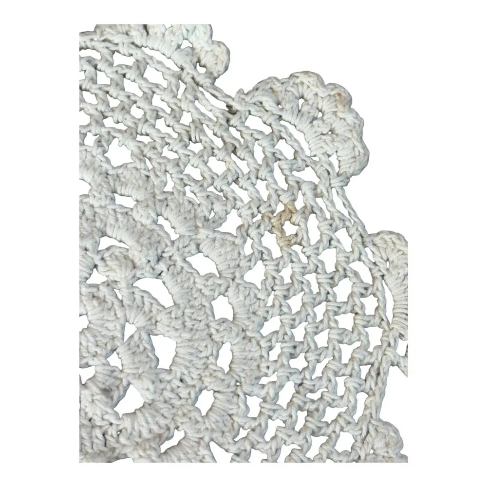 Crochet Doily Small Cream Vintage Handmade Scalloped Lace‎ Round Cottagecore
